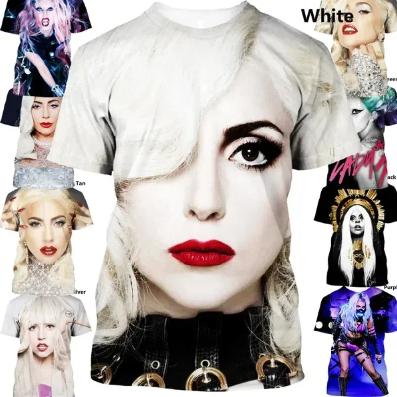 Fashion Women Clothing New Singer Lady Gaga 3D Print T-shirt  Personality Hip Hop Street Unisex Oversized T Shirt Harajuku Tops