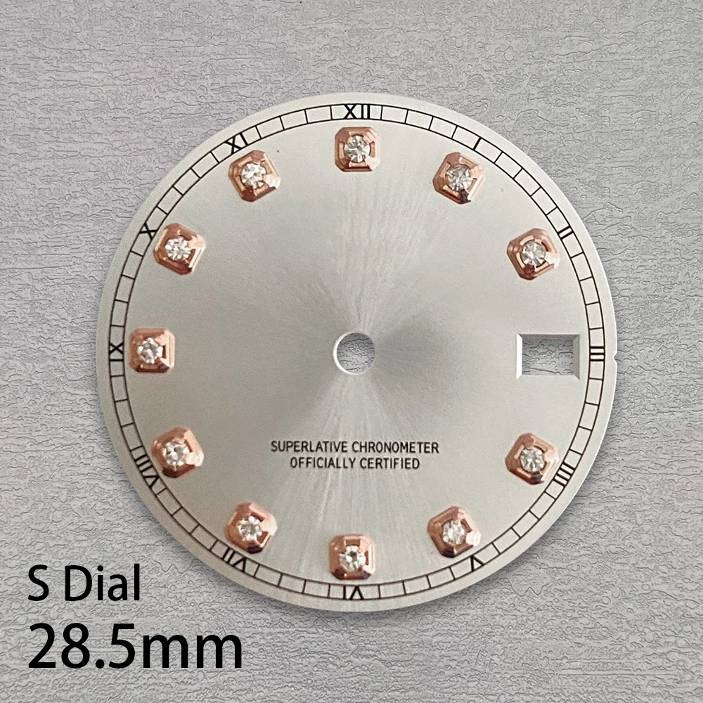 28.5mm S Logo Diamond NH35 Dial Suitable for NH35/NH36 Movement Watch Modification Accessories High Quality NH35 Accessories ﻿