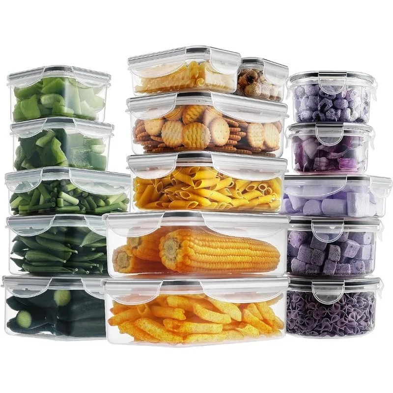 

32-Piece Food Storage Set - Airtight Snap Lid Containers for Meal Prep, Kitchen and Pantry, Black