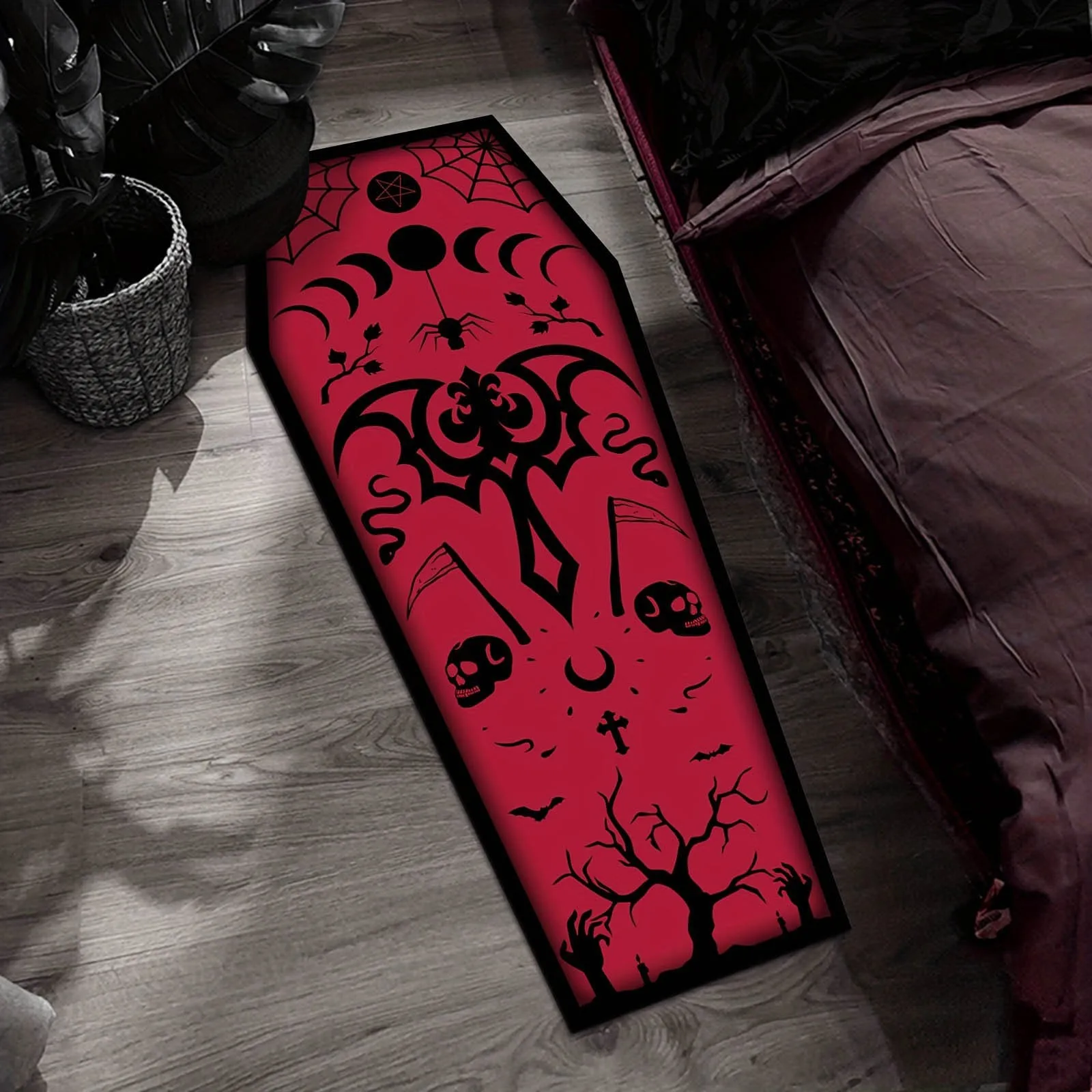 

Witch Style Carpet Living Room Halloween Bedroom Decoration Vampire Carpet Dark Gothic Coffin Door Mat Original Design Thick Rug