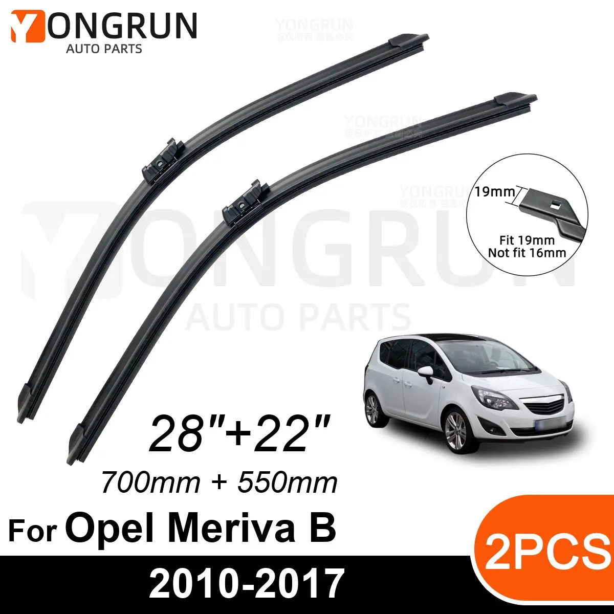 Car Front Windshield Wipers For Opel Meriva B 2010-2017 Wiper Blade Rubber 28