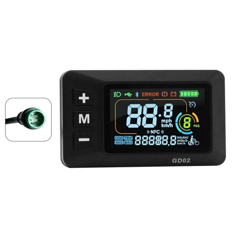 

LCD-GD02 Electric Bike LCD Display Meter Dashboard Display Panel 24V 36V 48V 52V 60V For Electric Scooter 5PIN