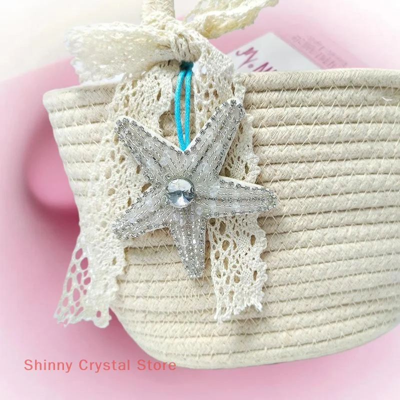 シングルココナッツパームツリーアップリケ、スパンコールヒトデとクリスタルアクセント、衣類用ハンドメイドビーズパッチ、バッグペンダント