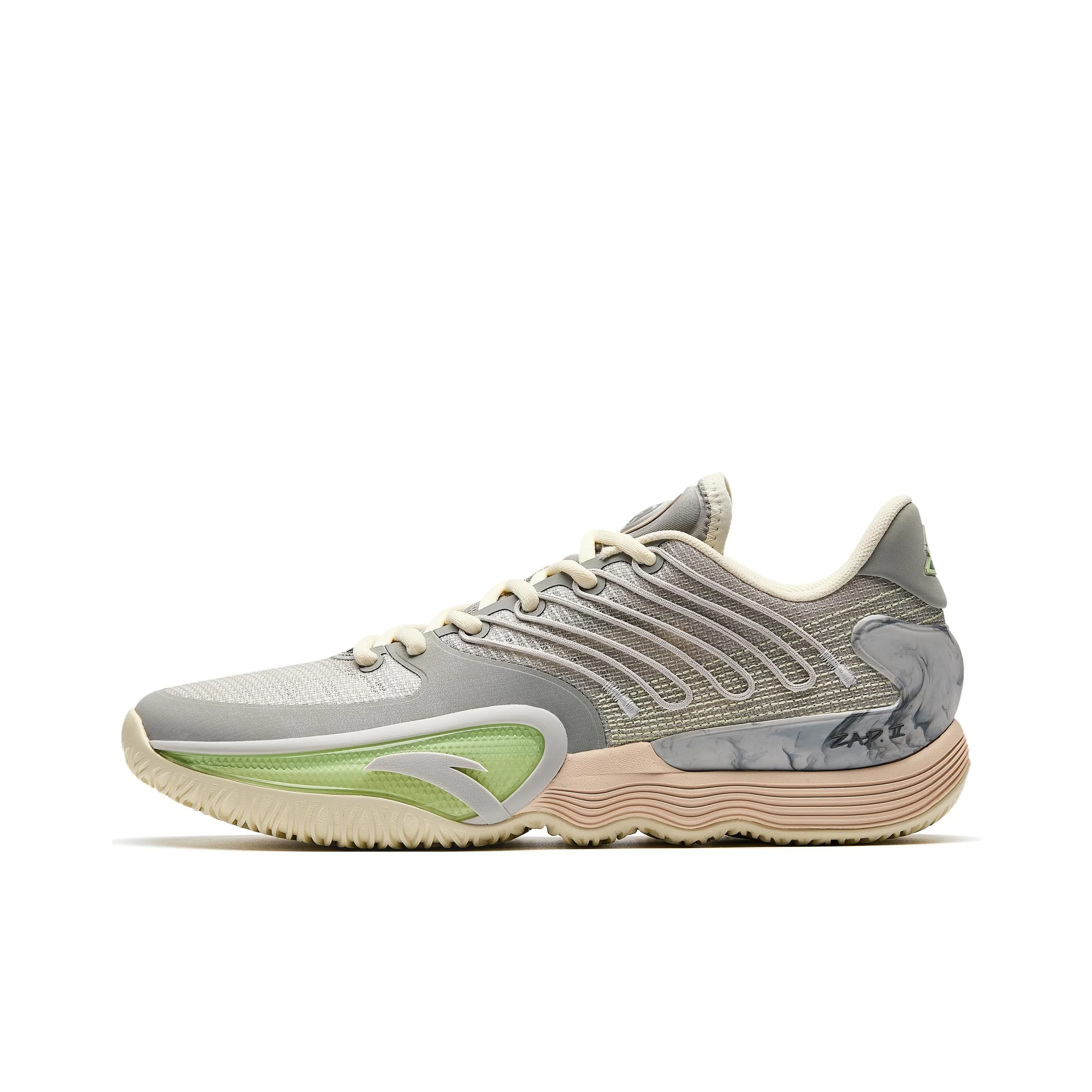 Anta Zap 2 Cushioning Abrasion Resistant Breathable Low top Basketball Shoes Men's White Gray 912521110Q-3