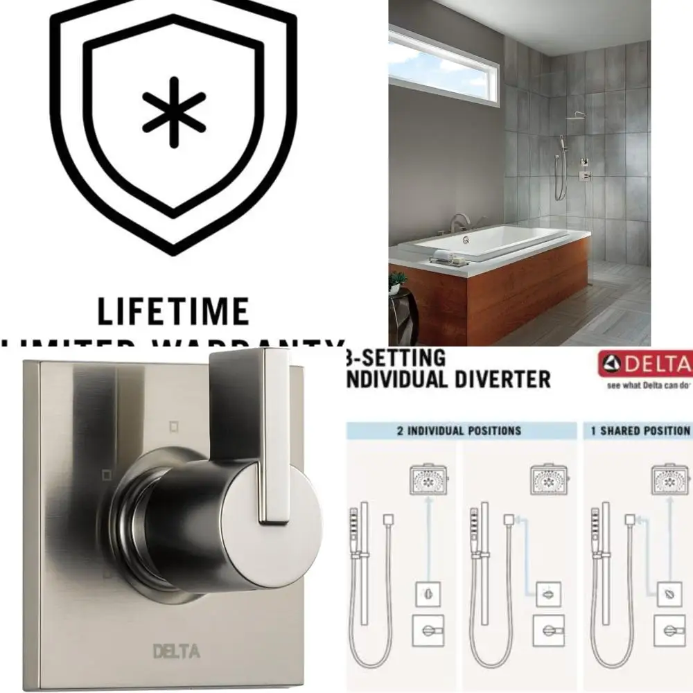

Stainless Steel 3-Setting Shower Handle with Diverter Trim Kit, T11853-SS (Valve Not Included)