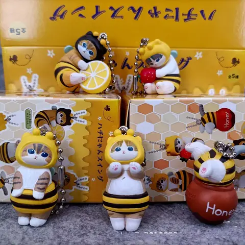 Kawaii carino Mofusands scatola cieca a forma di ape uovo attorcigliato ape gatto figura anime ornamento modello carino decorazione giocattolo regalo di compleanno per bambini