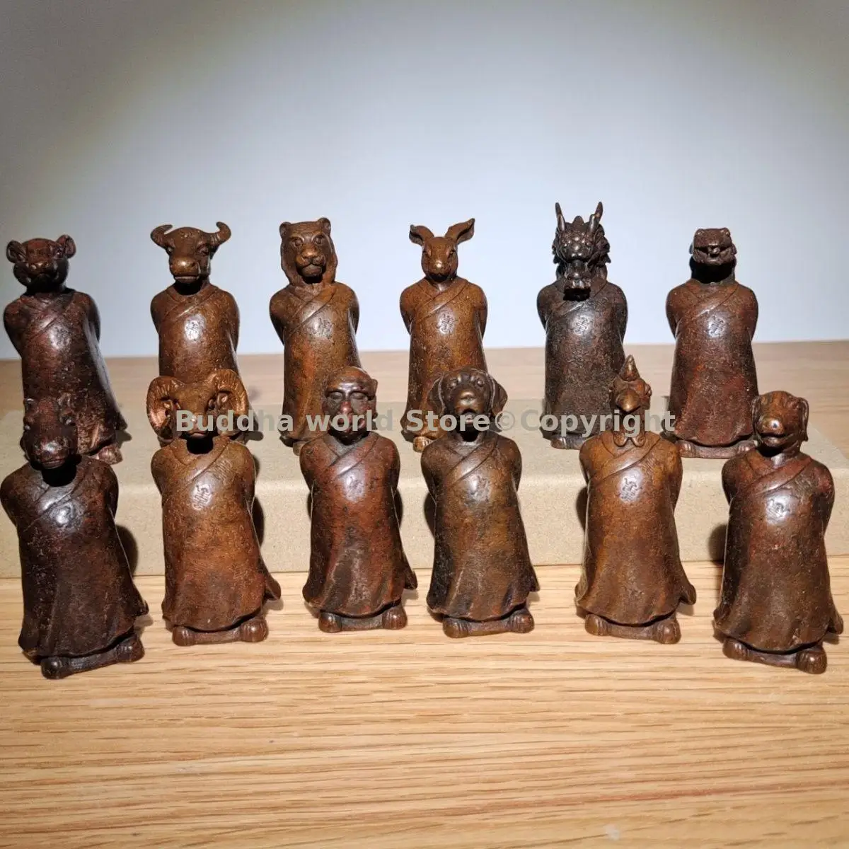 A set 12pcs TOP rare collection Asia Vintage bronze the twelve zodiac animals Portraits old chinese small ornament free ship