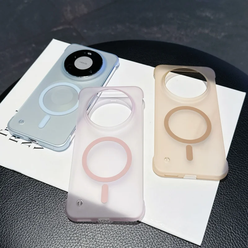 حافظة فاخرة رفيعة للغاية من الحلوى المغناطيسية لهاتف هواوي Pura80 Ultra P70 Mate 80 70 60 Pro Plus PC بدون إطار لتغطية Magsafe