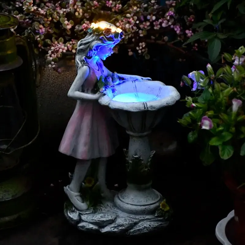 29/40cm Large Size Resin Angel Figure Sculpture Ornaments Home Garden Flower Fairy Girl Solar Villa Courtyard Landscape Crafts