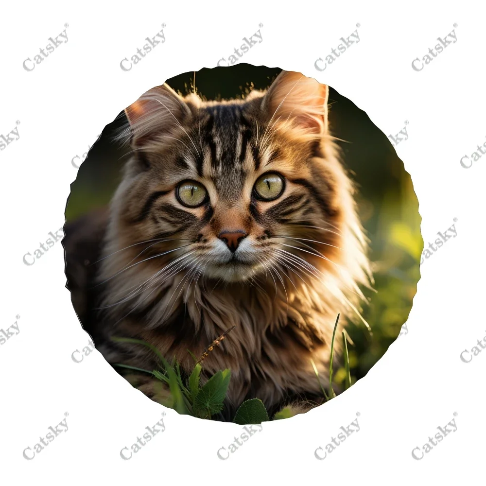 Maine Coon Cat Polyester Universal Spare Wheel Tire Cover Custom Tire-Covers for Trailer RV SUV Truck Camper