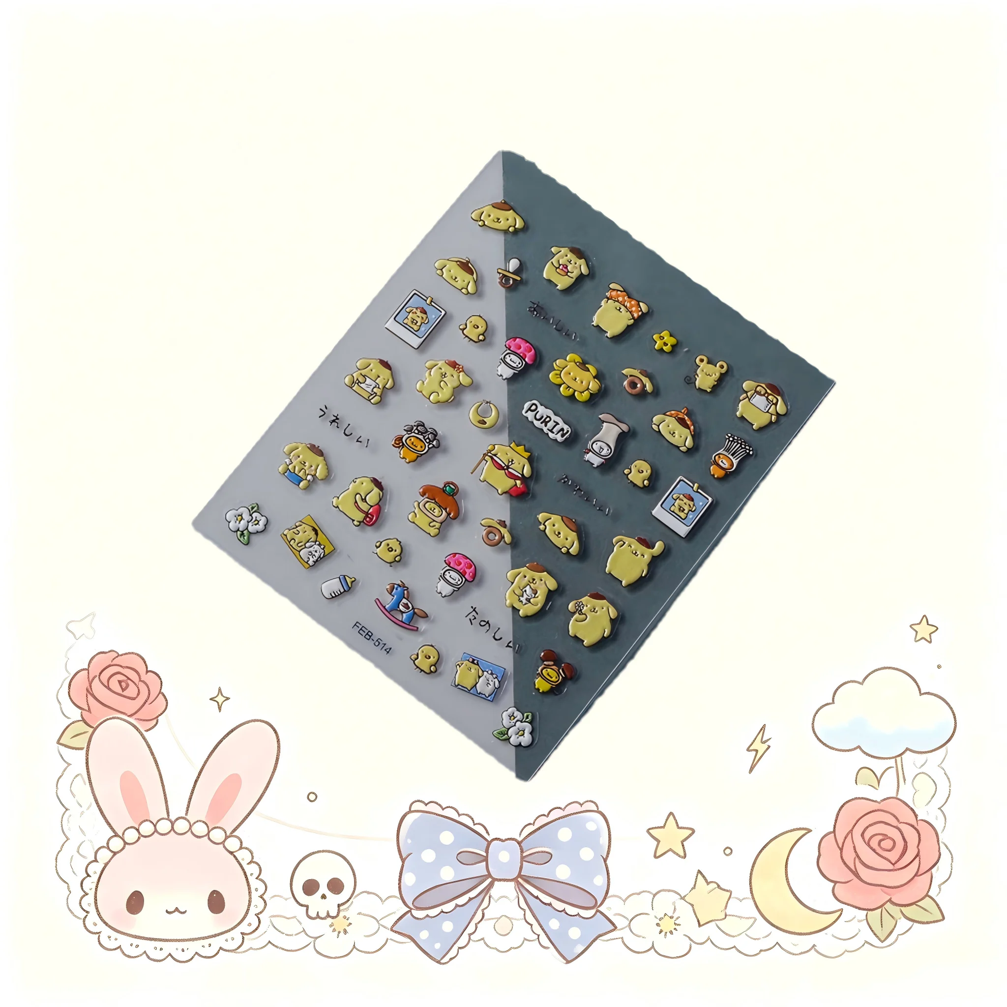 1PCS Sanrio Anime Nail Art Decoration 5D Nail Stickers Hello Kitty Kurome Melody Cinnamoroll Nail Art Stickers Nail Accessories