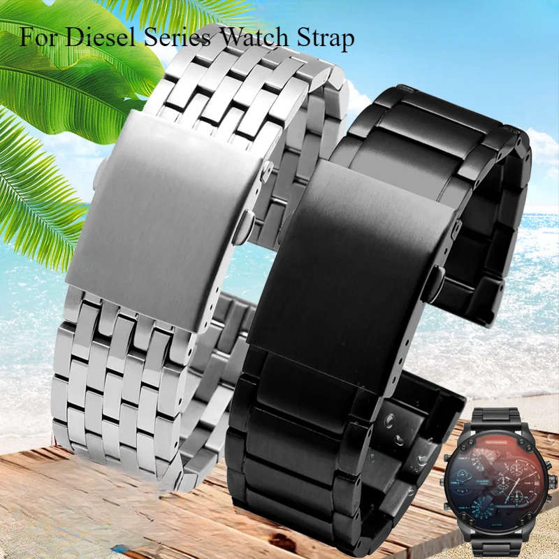 Comfortable Skin Friendly Stainless Steel Watchband for Diesel Large Dial Dz7321 Dz7272 Dz4305 Dz7314 Sweatproof Strap22 24 26mm