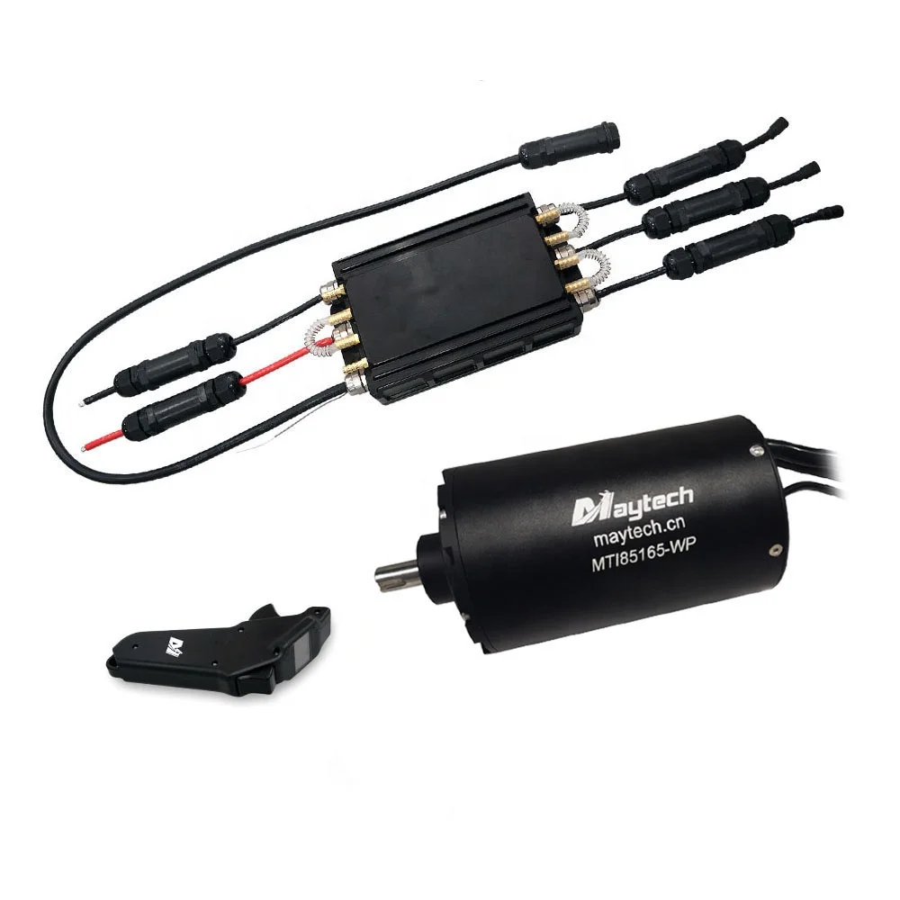 Maytech Waterproof Brushless Motor 10.5KW 85165 200KV Inrunner Engine with 300A ESC 1905WF V2 Remote Controller for Surfboard