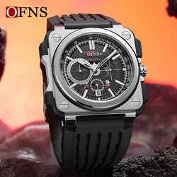 OFNS New Quartz Watch for Men Chronograph Clock Waterproof Luminous Silicone Strap Men's Wristwatch Man Business Dress Watches