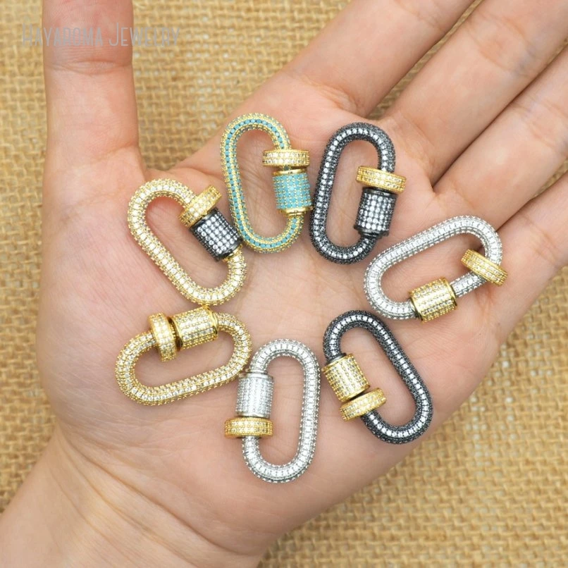 10Pcs Metal Cubic Zirconia Screw Wholesale Invisible Setting & Hooks Copper Accessory Clasps