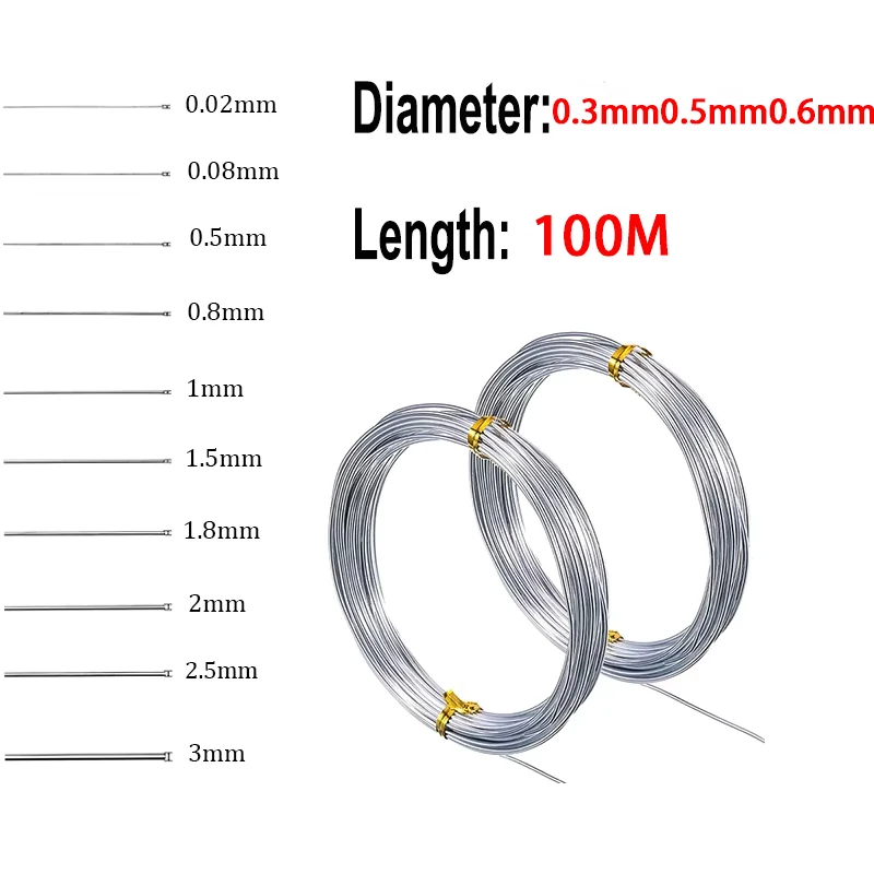 New 1Pcs 100 Meters 304 Stainless Steel Spring Wire Soft Wire Full Soft Wire Diameter 0.3mm 0.5mm 0.6mm Spring Steel Wire