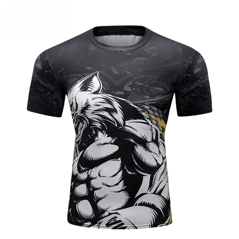 Mma Rashguard for Men Jiu Jitsu Compression Shirt Fitness Tops Short Sleeve Kickboxing Gym Fightwear Boxeo Muay Thai T-Shirts