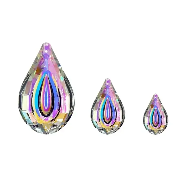 (Kostenloser Ring) K9 Kristall-Sonnenfänger in drei Größen, Regenbogen-Maker, Weihnachtsbaum- und Hochzeitsfeier-Dekoration, Glasperlen, Vorhang-Zubehör