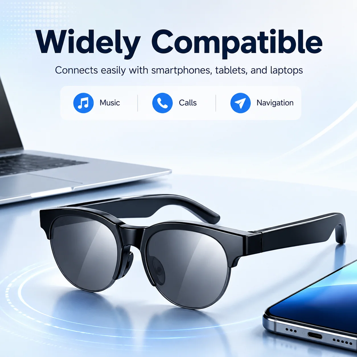 LAXASFIT Smart Glasses Bluetooth 5.3 Open Ear Stereo Sound Call Music Remote Camera Voice Assistant Sports Sunglasses Gift view 5
