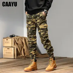 CAAYU Joggers Cargo Pants for Men Casual Y2k Hit Color Pocket Male Trousers Sweatpants Streetwear MilitaryGreen Camouflage Pants