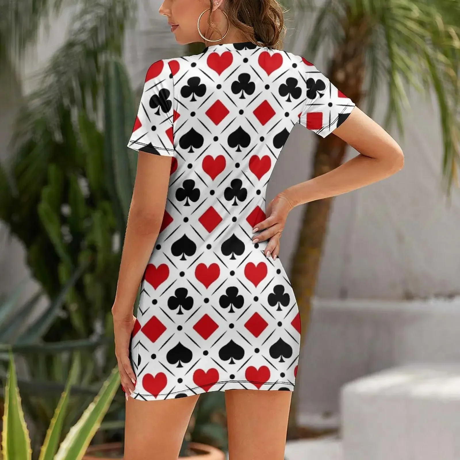Customization Playing card suits symbols Short-Sleeved Dress birthday dress summer dresses for women 2025 women's fashion dresse