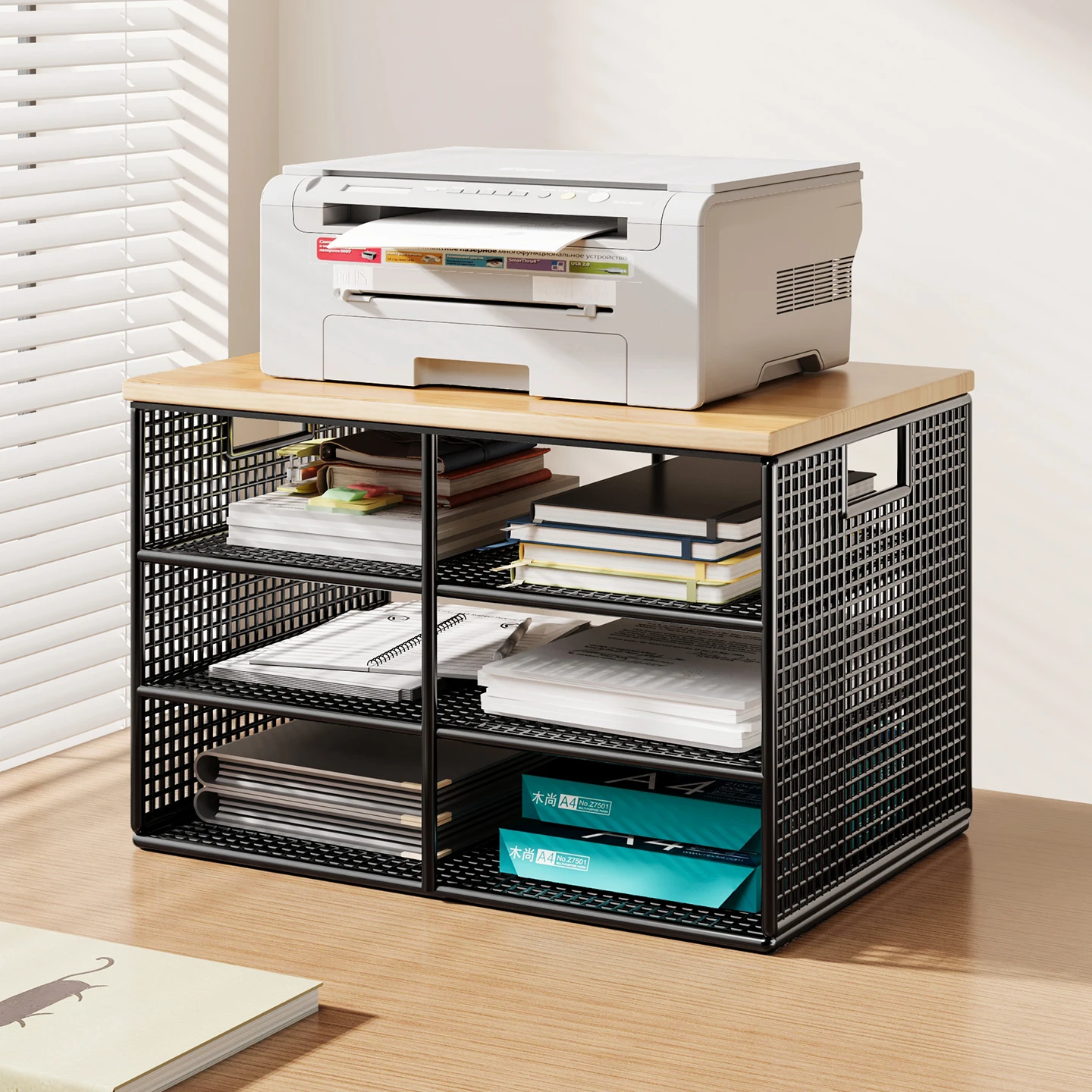 supporto-per-stampante-da-scrivania-organizzatore-documenti-multilivello-scaffale-in-metallo-nessuna-installazione-richiesta-per-stampanti-fino-a-20kg