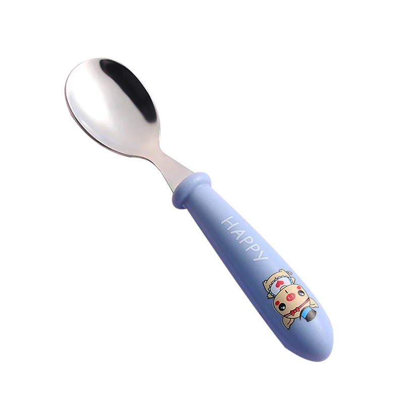 Baby Kids Cartoon Cute Spoon Fork Stainless Steel Tableware Training Learning  Feeding Scoop Fork Utensils for Child