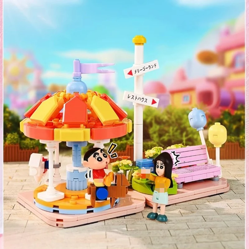 

Keeppley Crayon Shin-Chan Building Blocks Children's Educational Assembly Happy Amusement Park Shin-chan Peripheral Toy Model