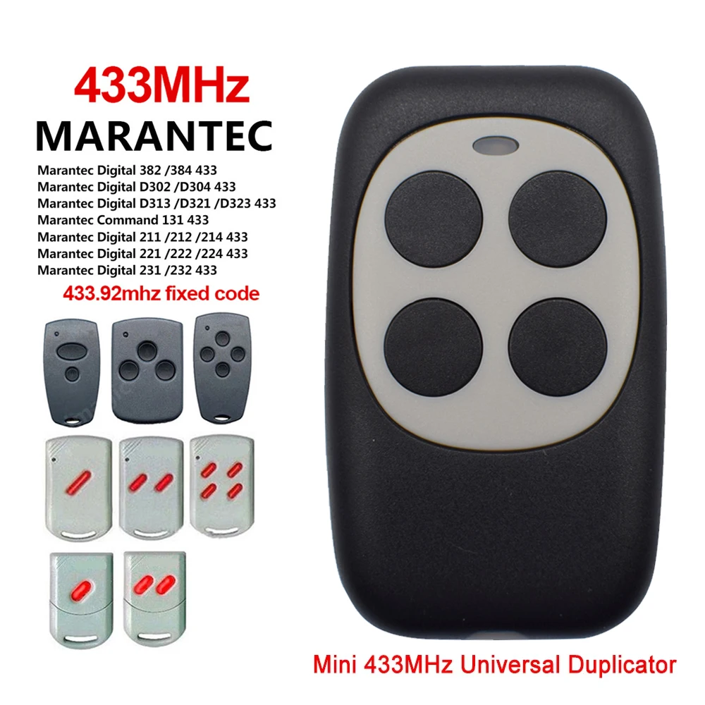 Mini Clone 433MHz MARANTEC Remote Control Copier, Compatible with 302/313/250/64176 Models, 433.92MHz Fixed Code Duplicator