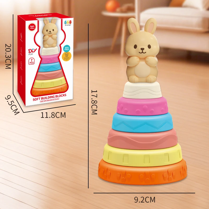 

Новые детские головоломки в сборе, мягкие резиновые строительные блоки, игрушки Монтессори, игры для штабелирования, детские образовательные рождественские игрушки