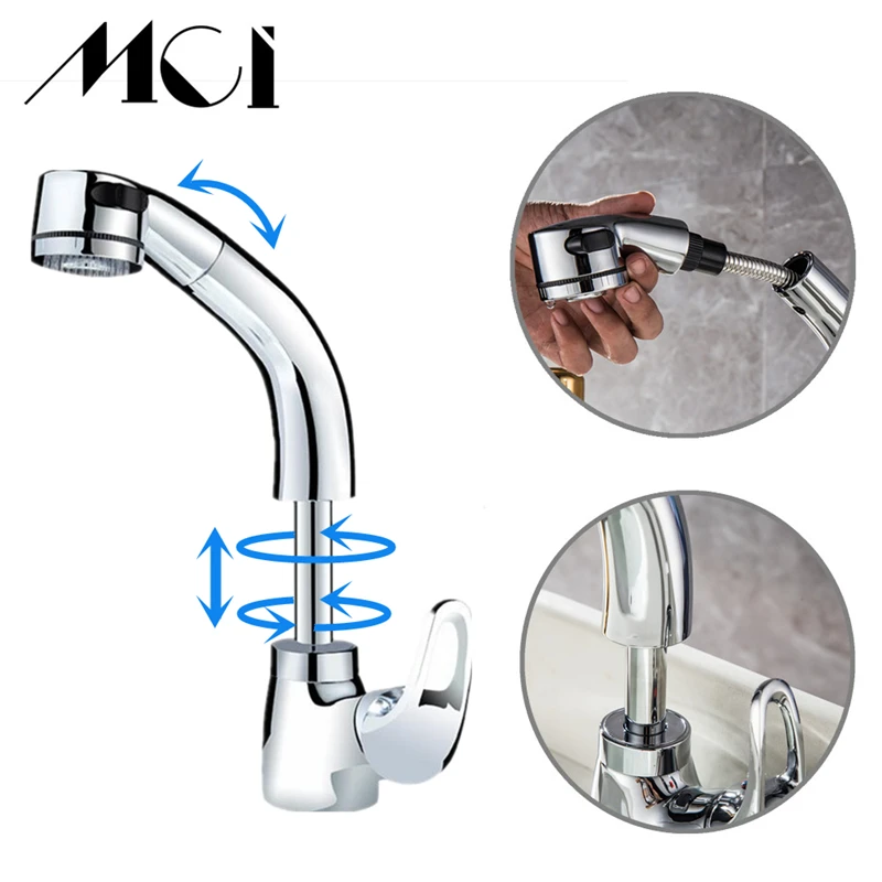 

Pull out Faucet Design for Washing Hair and Face Polished Brass Bathroom Faucet Basin sink Mixer Tap Torneira Banheiro Mci