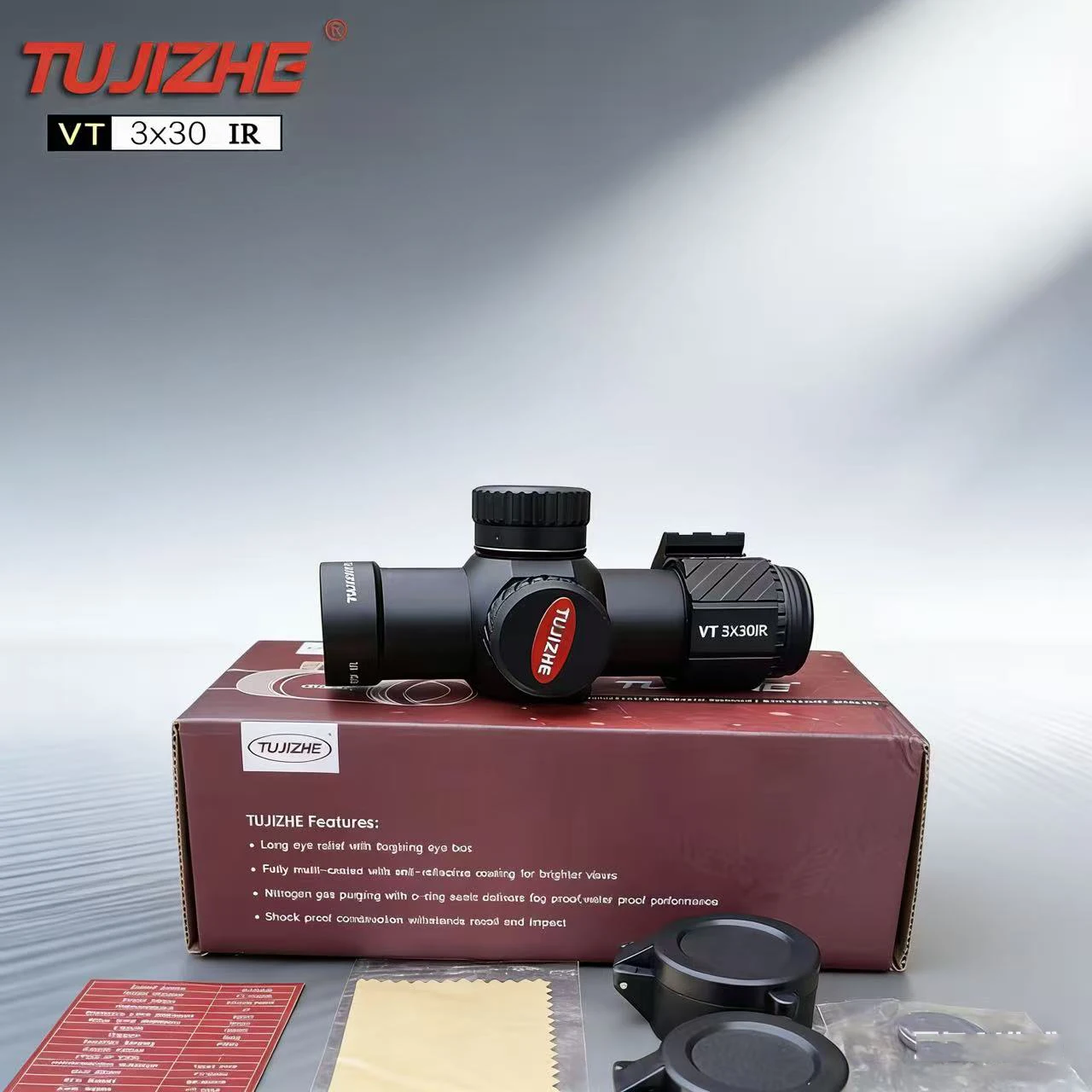 GHOST FOX Raider Short Sight VT PRO3x30 IR Telescopio Fijo 3x para Exteriores, Buscador de Aves, 13cm 3X30 20MM Perfil Bajo