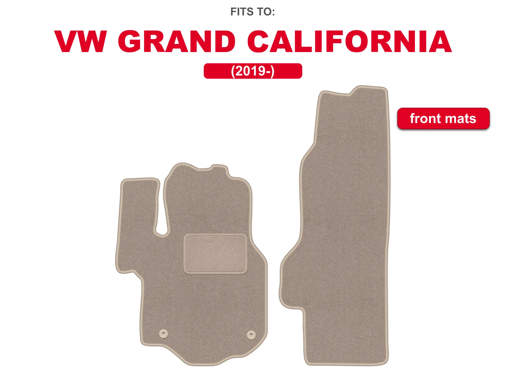 Velour voormatten voor: VW Grand California 2019-beige set autovoorvloermatten voor de vloer van het voertuig