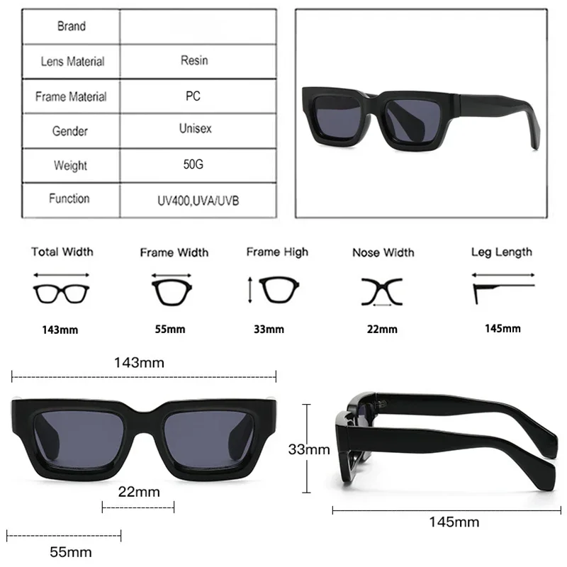 2024 Fashion Square Sunglasses Women Clear Ocean Gradient Lens Eyewear Vintage Trending Men Punk Kpop Sun Glasses Gafas De Sol image 5
