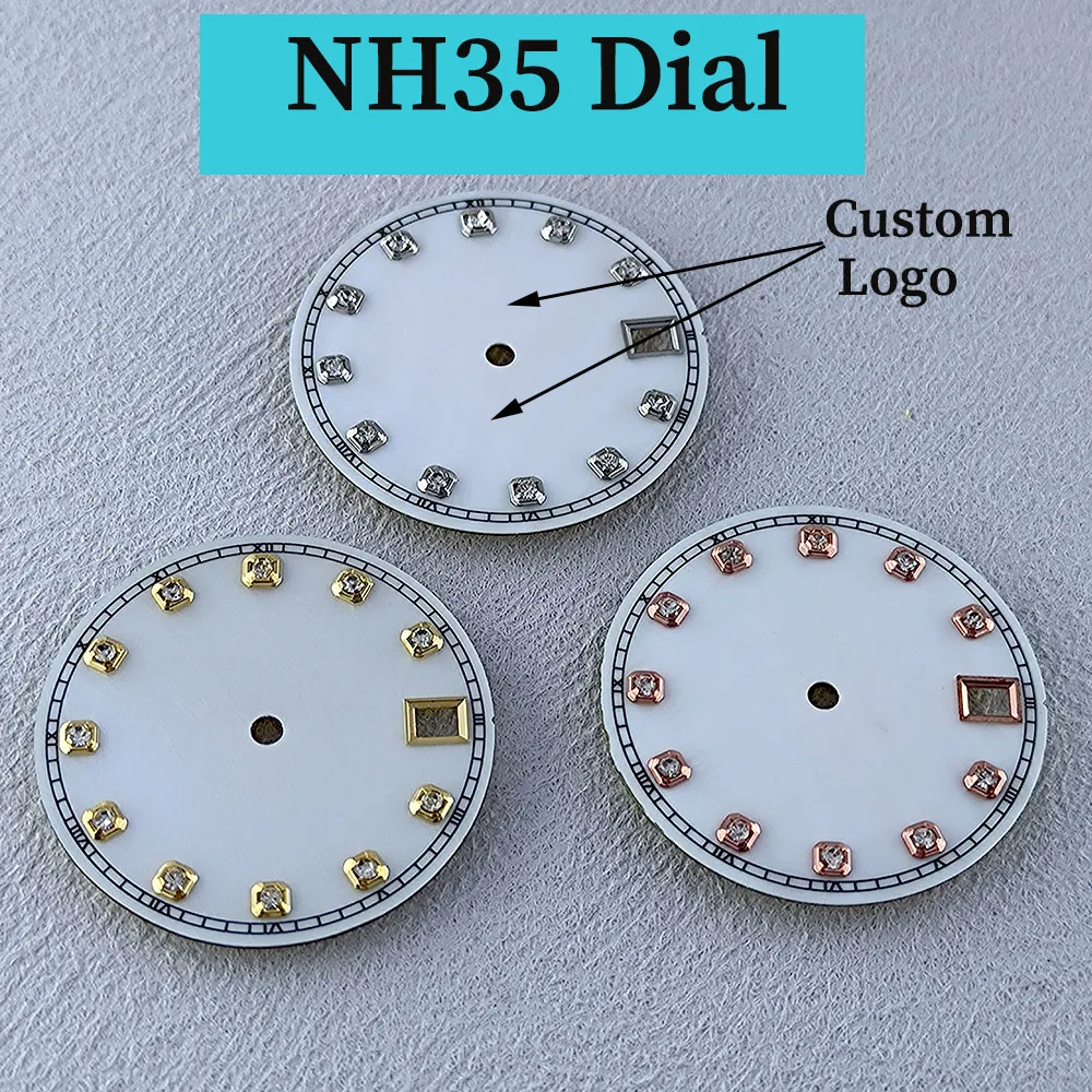 

Циферблат NH35, циферблат с индивидуальным логотипом, циферблат 28,5 мм, без светящегося циферблата, подходит для часов с механизмом NH35, аксессуары, инструменты для ремонта часов