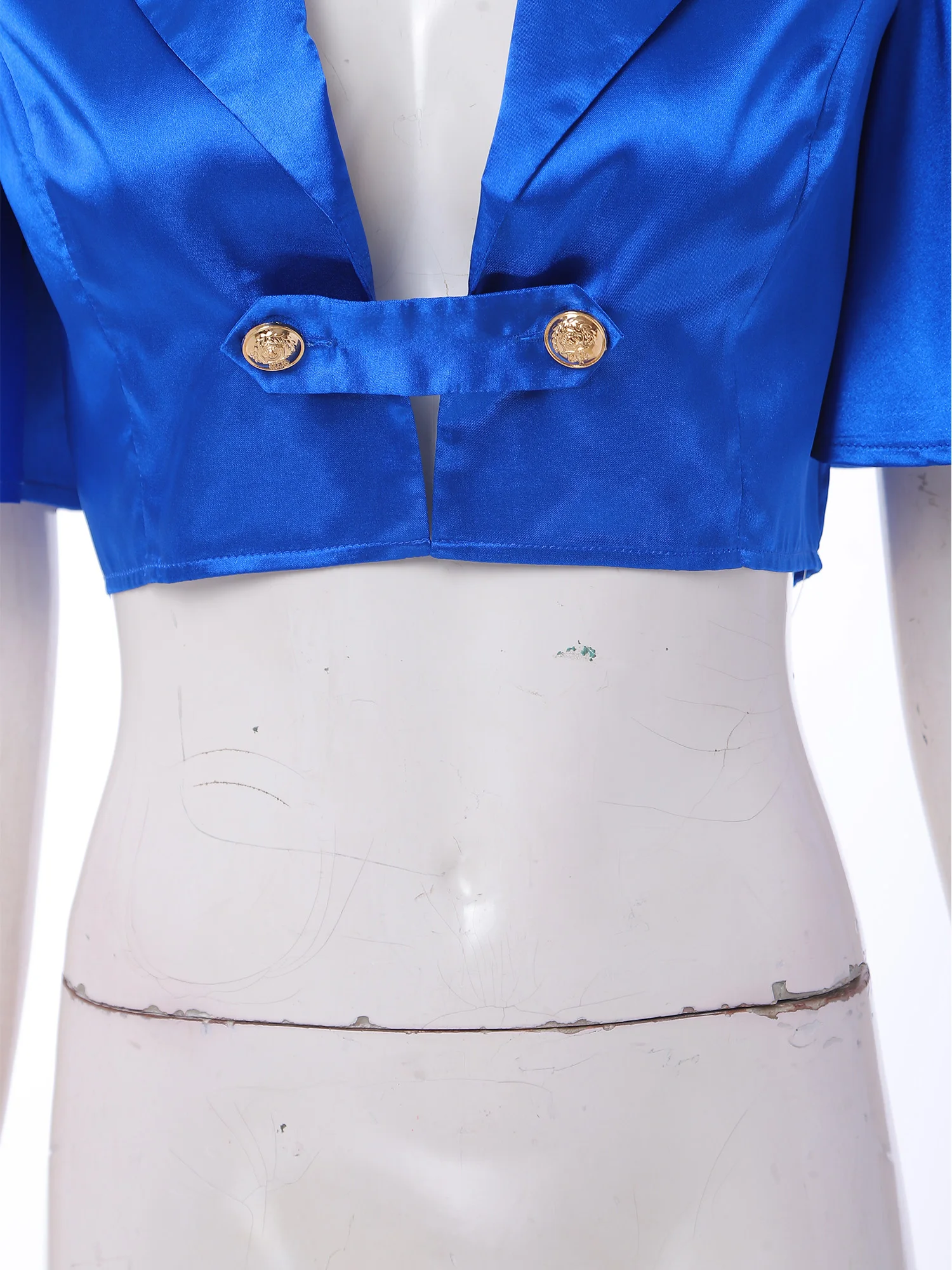 Women Victorian Satin Jacket Top Flutter Sleeve Front Buttons Blouse Club Casual Party Blazers Cropped Top Circus Shirts Blouses