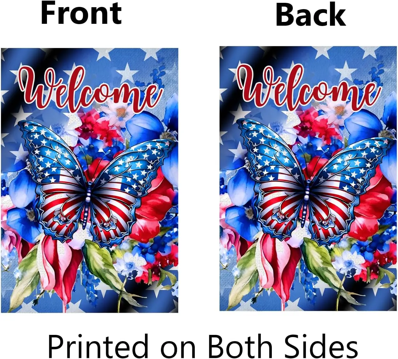4th Of July Garden Flag Patriotic Butterfly Yard Flags for Outside 12x18 Inch Double Sided American Independence Day Decorat yyi