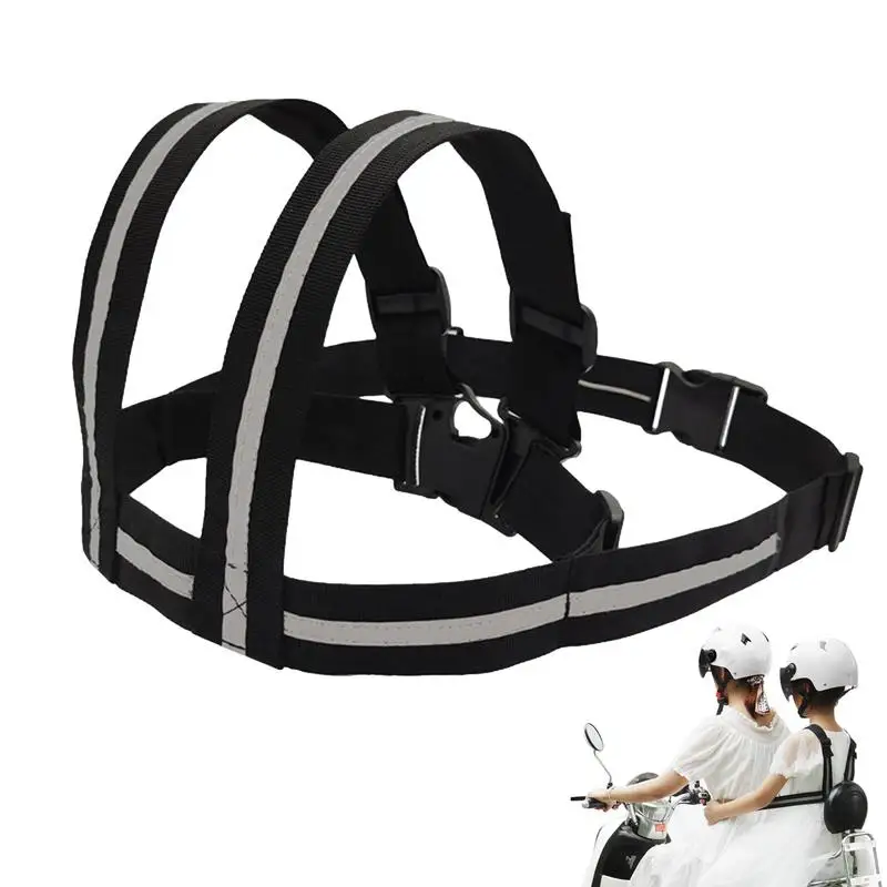 Motorcycle Safety Belt For Kids With Handles Reflective Strip Rear Seat Grab Handle Strap Harness Adjustable Child Harness