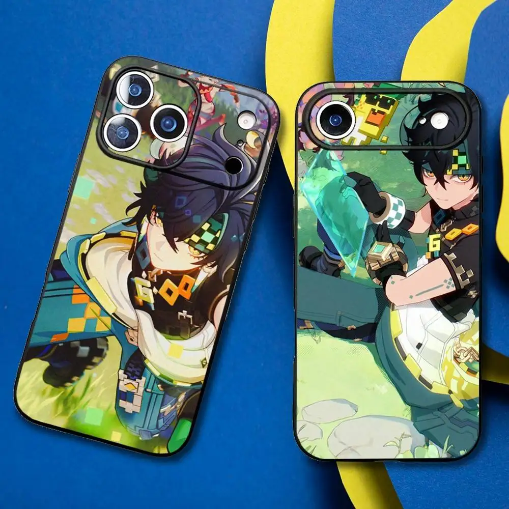 

Game Genshin Impact Kinich Phone Case For iPhone17,16,15,14,13,12,11 Plus,Pro Max Soft Black Cover
