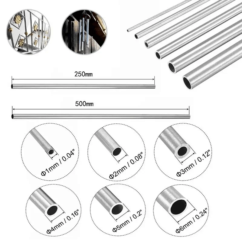 1-10pcs 250mm/500mm Long 304 Stainless Steel Round Capillary Straight Tube 4x2mm 8x6mm 13x11mm 10x8mm Stainless Steel Tube