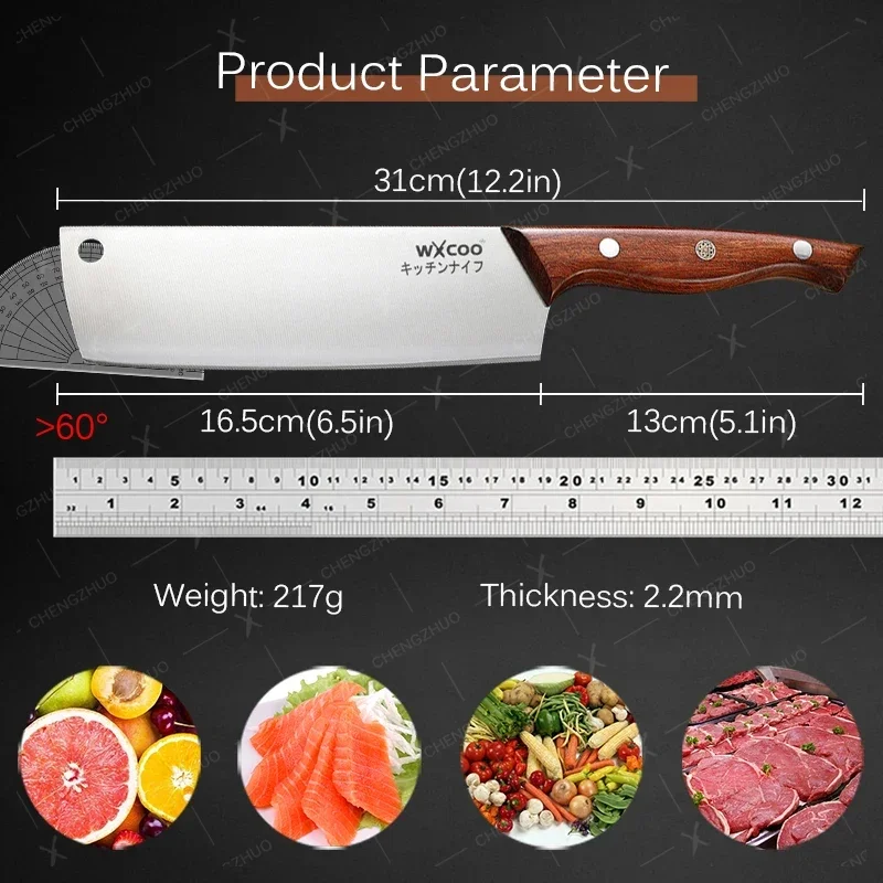 มีดเชฟมืออาชีพ 5Cr15Mov สแตนเลสปลาผลไม้มีด Butcher Meat Slice Cleaver มีดครัวของขวัญกล่อง