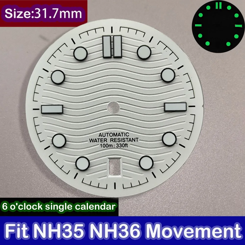 31.7 مللي متر الطلب NH35 الطلب نافذة التقويم عند الساعة 6 Inated يناسب NH35 36 حركة ساعة رجالي اكسسوارات ساعة الجمعية #4