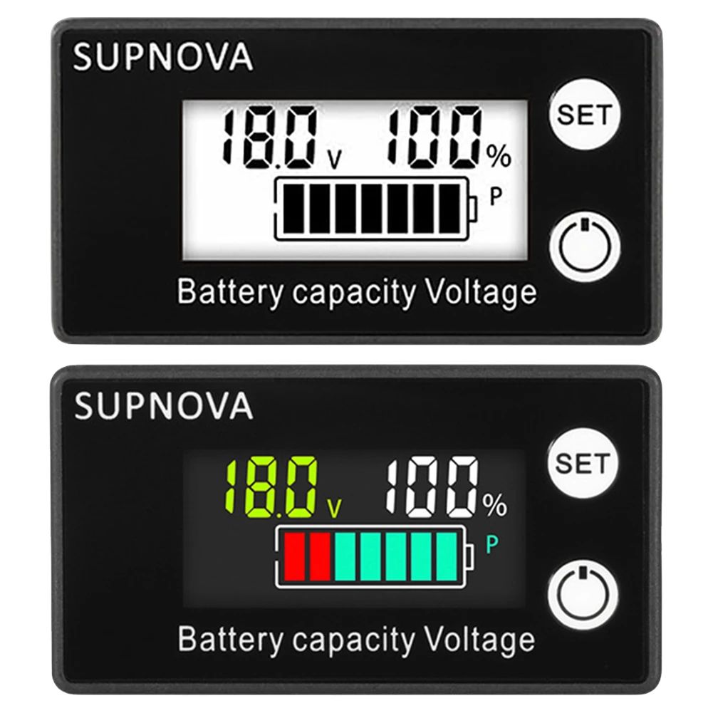 DC 8V-100V Car Motorcycle Voltmeter LCD Display Voltage Gauge Lead-acid Lithium LiFePO4 Voltage Tester Digital Electricity Meter