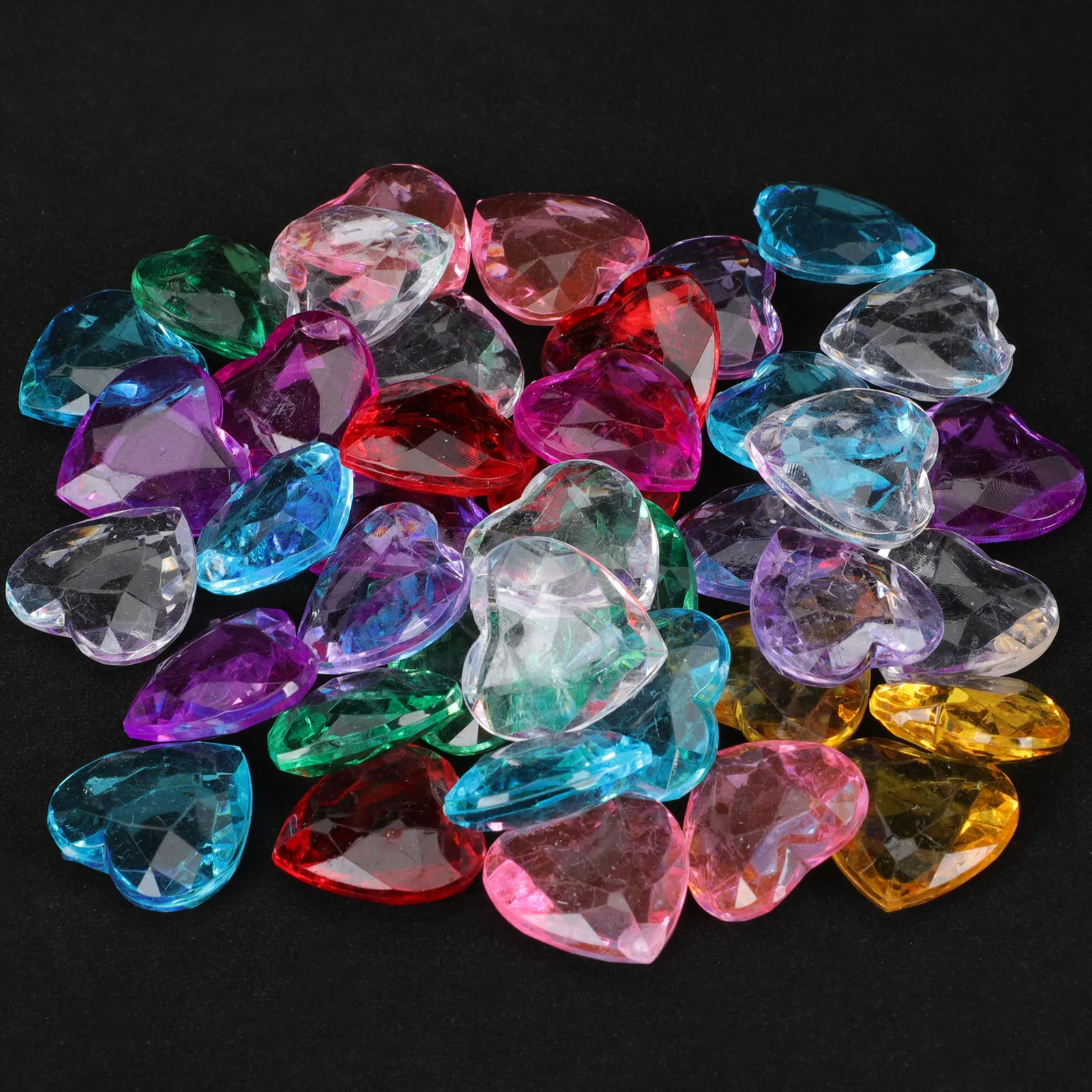 1 conjunto de caixa de tesouro infantil, acrílico colorido, conjunto de pedras preciosas falsas, leve, inquebrável, para crianças, artesanato artesanal, festa