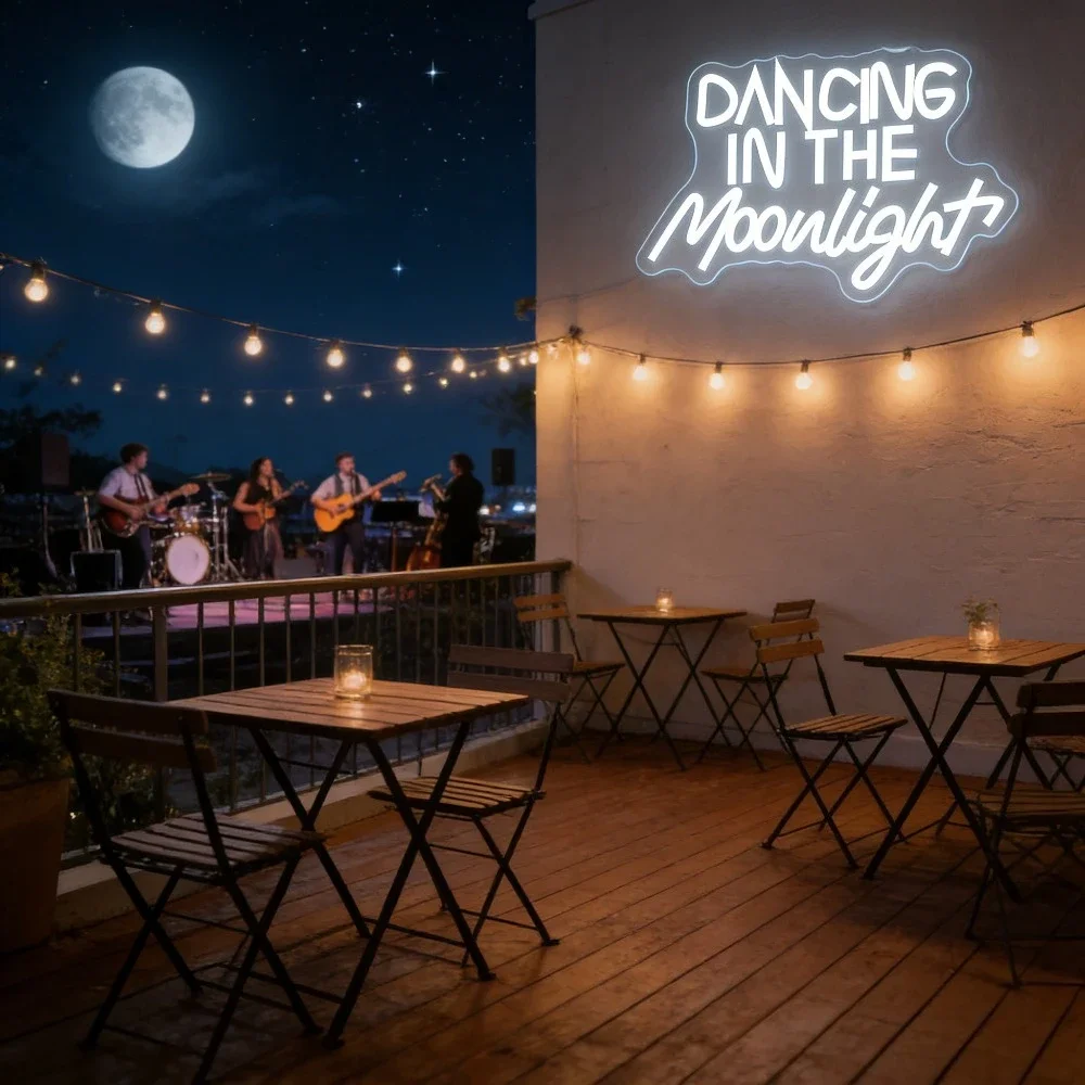 Dancing In The Moonlight Neon Sign LED Romantic Quote Wall Art Battery USB Operated Aesthetic Bedroom Decor Party Wedding Gift