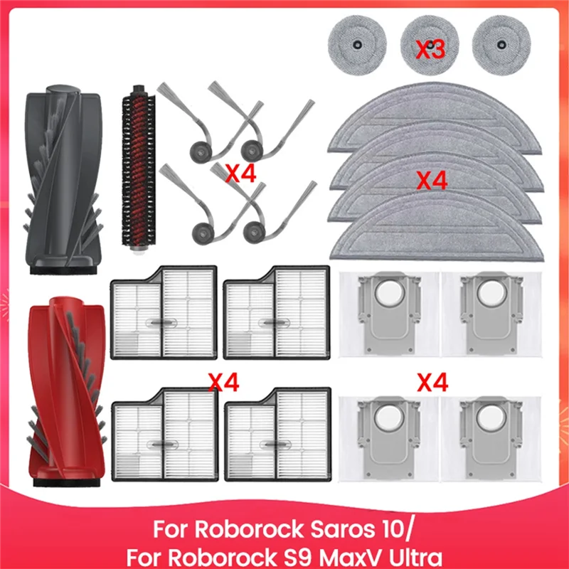 Für Roborock Saros 10/Roborock S9 Maxv Ultra Roboter Vakuum Teile Hauptseite Pinsel Mopp Tücher HEPA-Filter Staub Taschen-Y48A