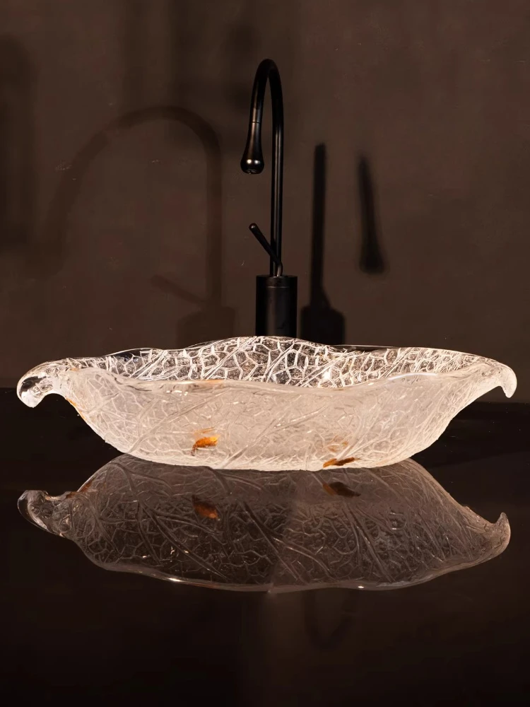 

Прозрачная акриловая раковина для ванной комнаты из платинового кристаллического акрила, дизайнерская раковина для умывания.