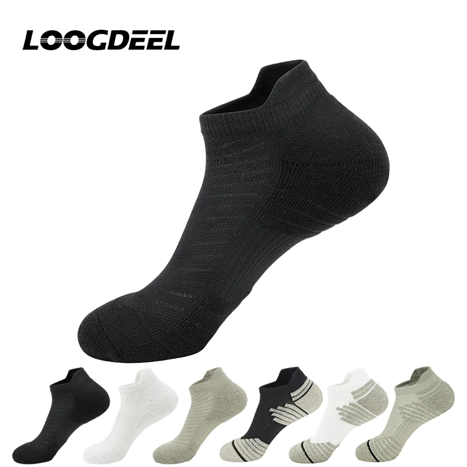 

LOOGDEEL Practical Low-cut Running Socks With Towel Bottom Cotton Ankle Socks Badminton Sports Socks Professional Cycling Socks