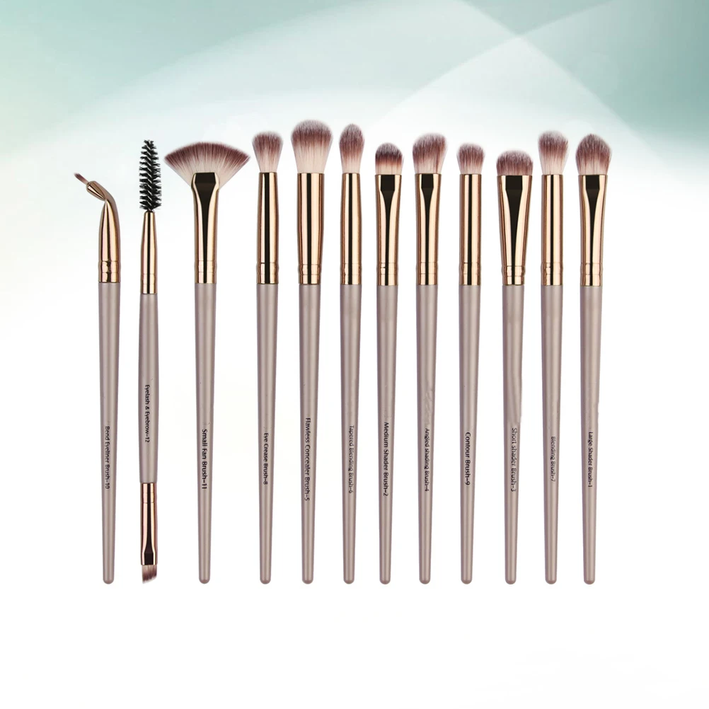 12-delige oogschaduwborstelset Premium kunstvezelharen Kit voor vrouwen Gouden make-uptools Multifunctioneel