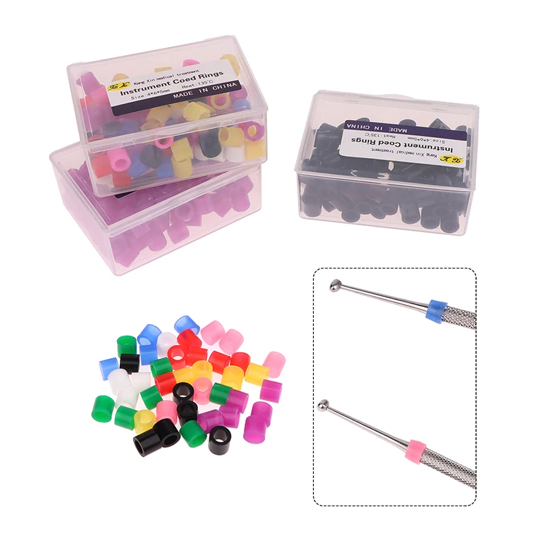 100 Pcs/Box Dental Silicone Instrument Color Code Rings Small Type Autoclavable Orthodontic Circle Multi-Color Silicone